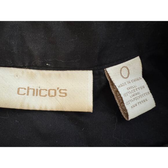 Chico's black & white jacket animal print stitched on design cotton Sz 0 US 4 - Picture 9 of 9